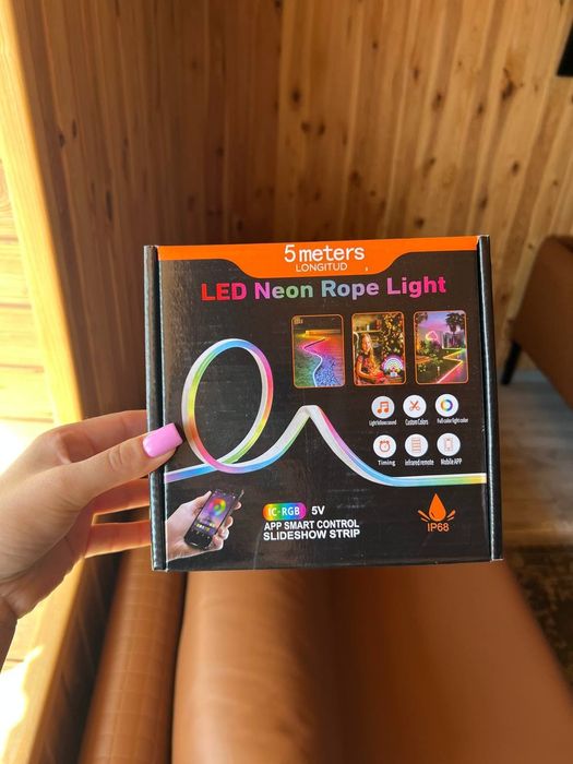 Неоновая лента RGB стрічка неонова 5м LED неон гибкая