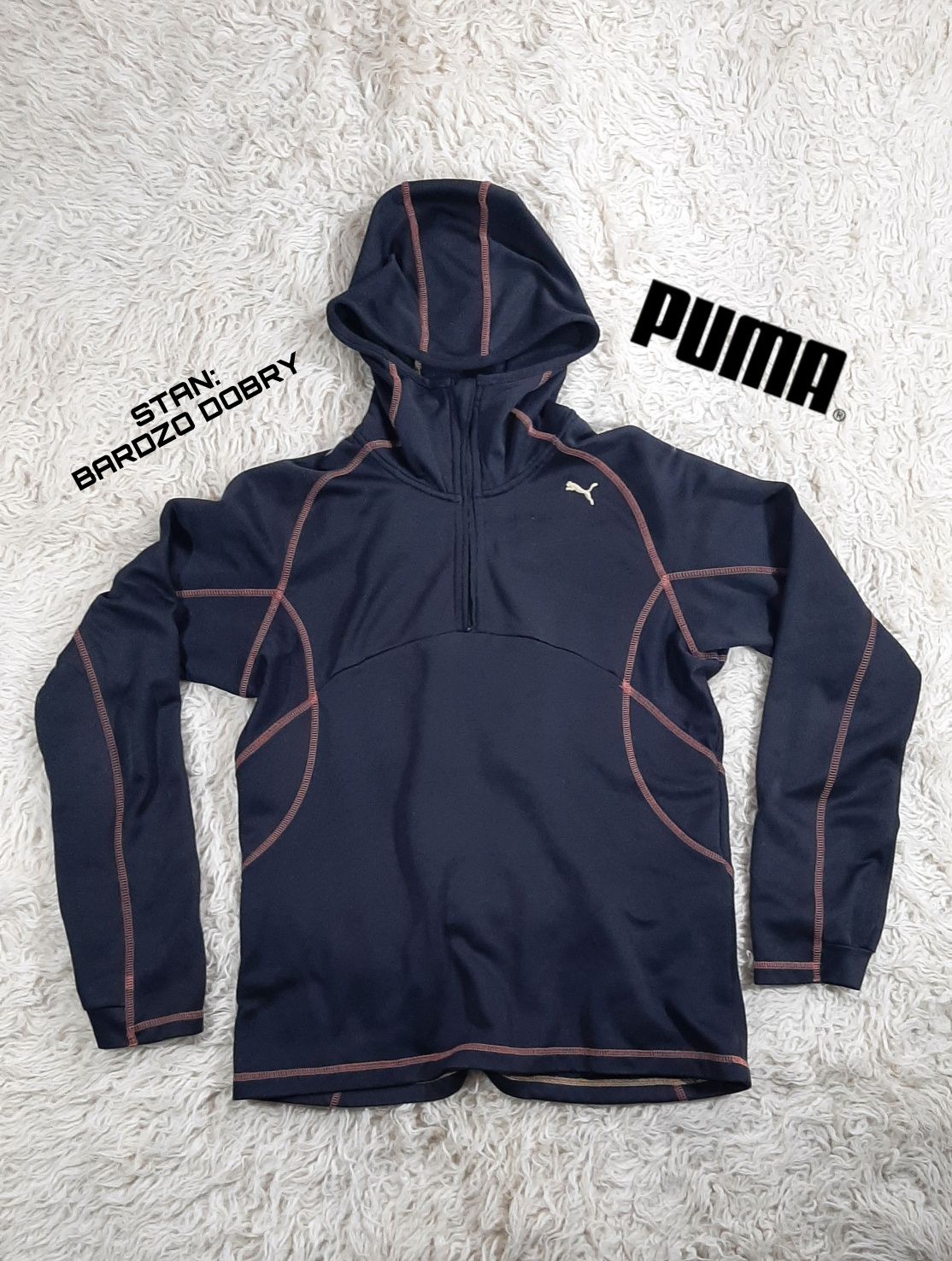 Bluza Unisex Puma r. L z Kapturem Half Zip do Biegania Y2K Pinterest H