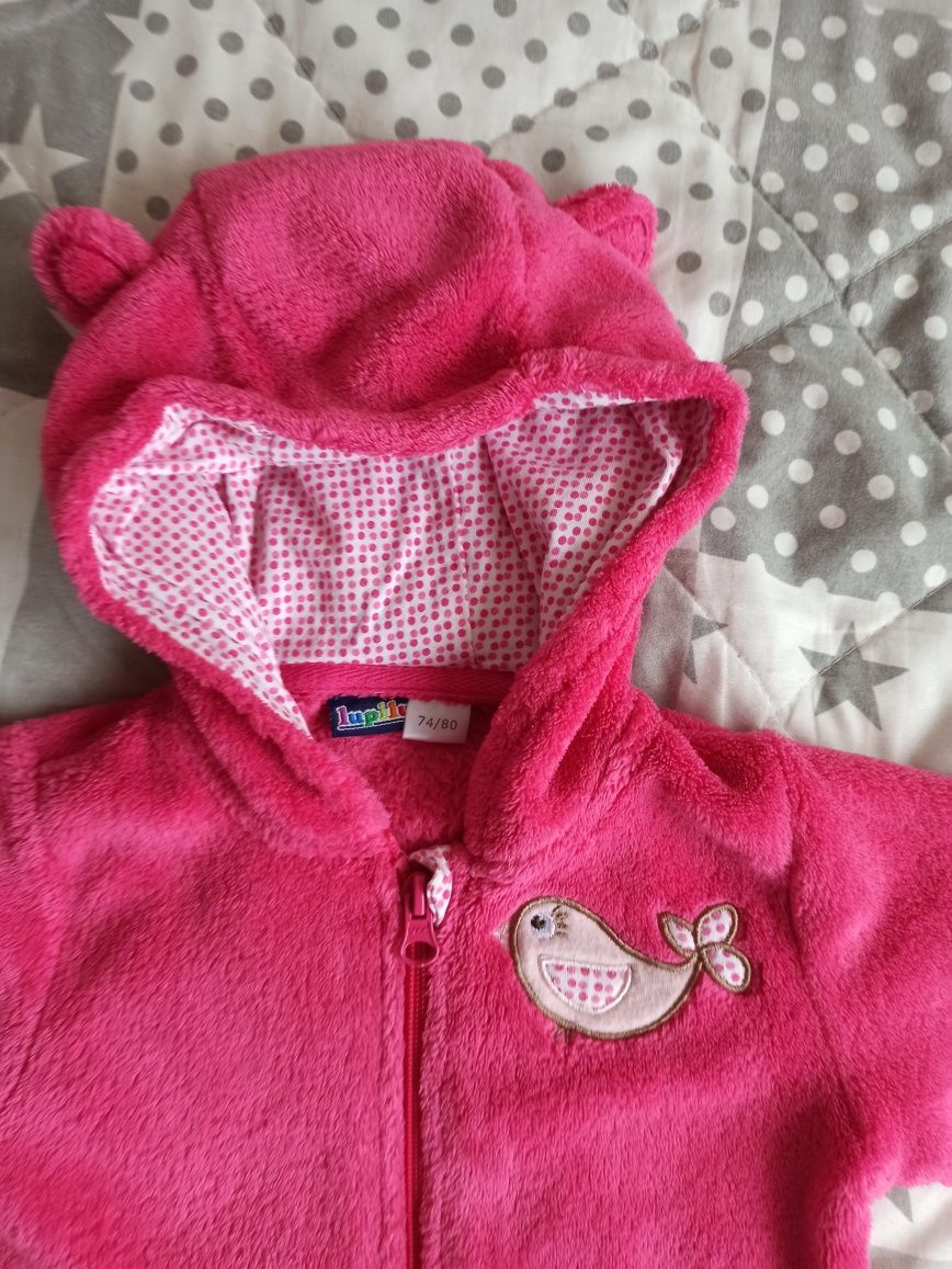 Bluza pluszowa z uszami Lidl rozm. 74/80 fuksja