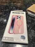 Różowy magnetyczny case iPhone 12/13 mini plus szybka - nowe!