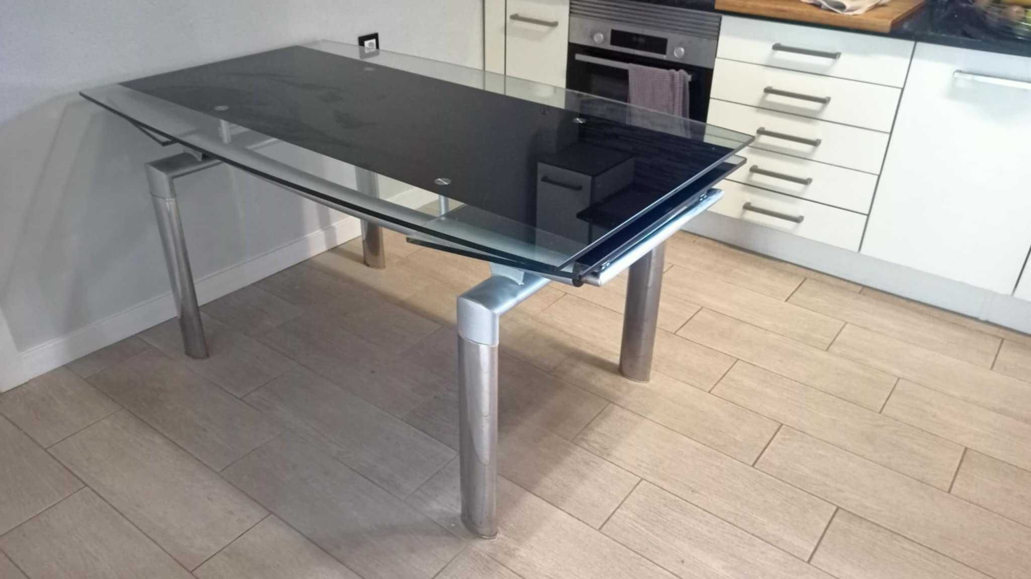 Mesa de vidro extensível para sala ou cozinha