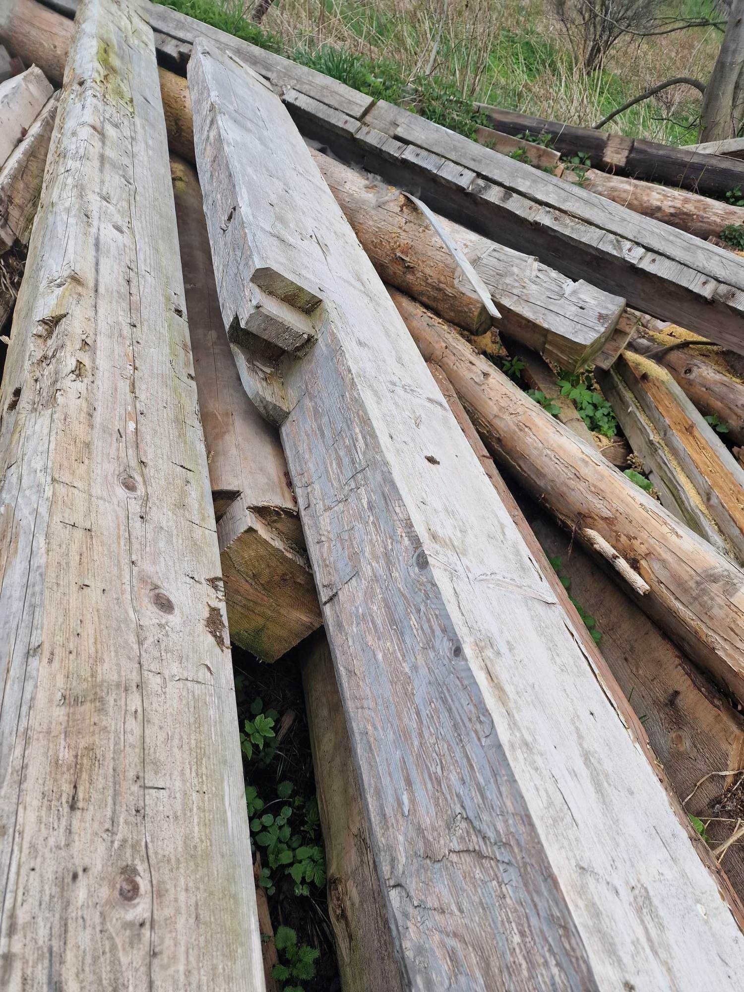 Stare drewno ciosane deski rustykalne belki ok.20m3