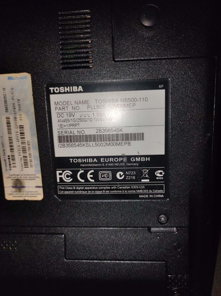 Portátil Toshiba usado
