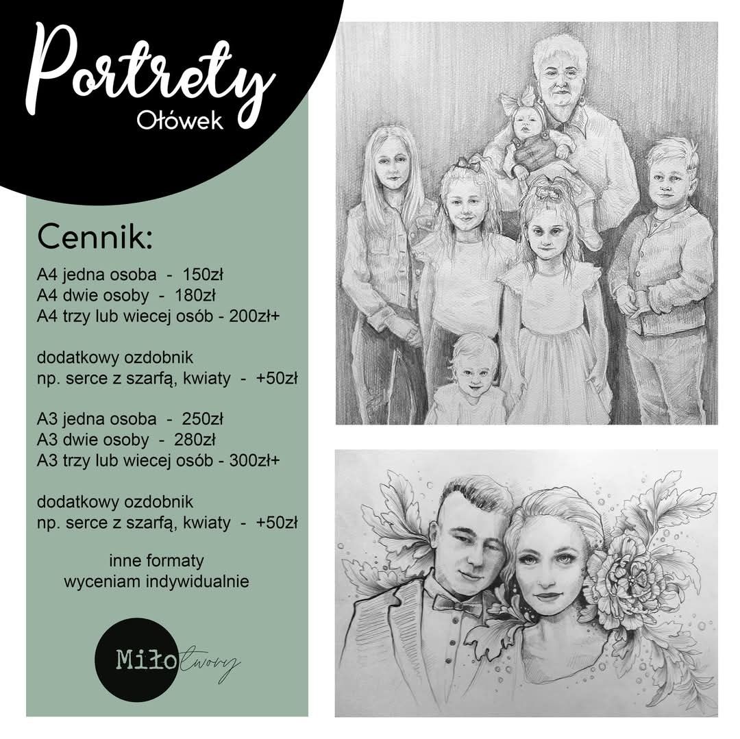 Portrety ołówek na papierze