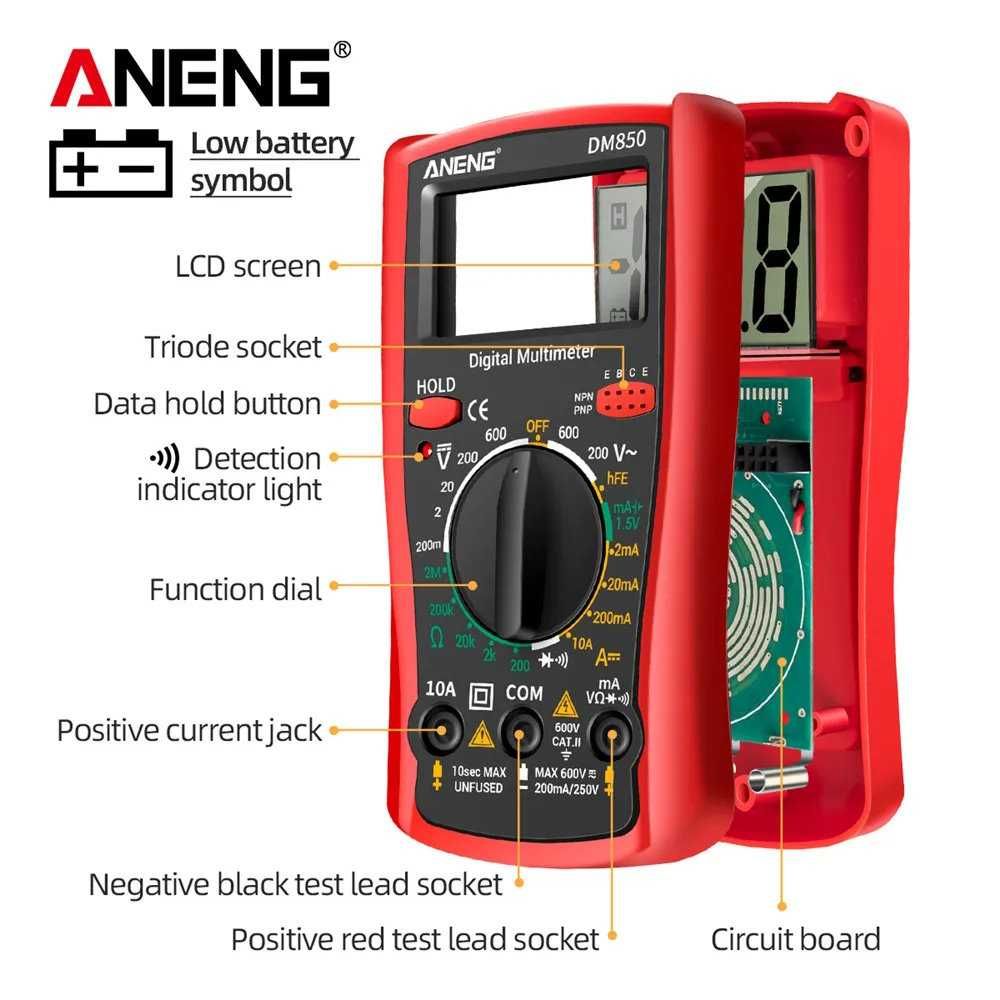 Multímetro Digital AC/DC Votage Tester DM850 Vermelha