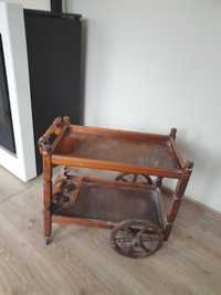 Drewniany stolik, barek, wózek  barowy, barek na kółkach