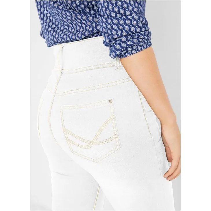bonprix białe spodnie jeansowe jeansy z wysokim stanem 38-40