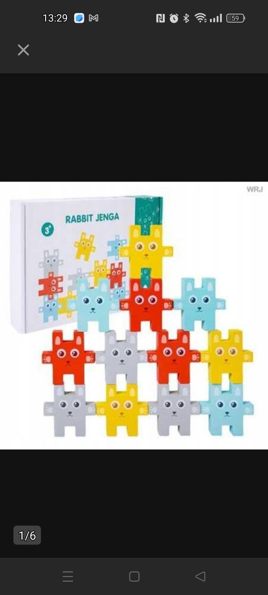 Drewniane klocki w kształcie królika układanka dla dzieci RABBIT JENGA