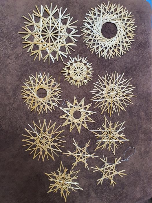 Набір солом'яних сніжинок/зірок