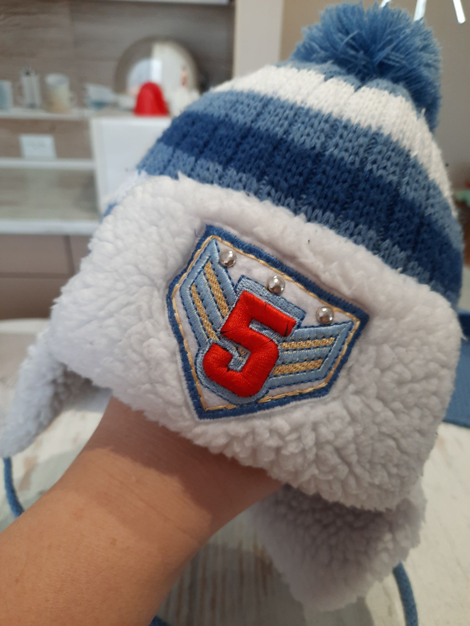 Зимова шапка з шарфом на хлопчика 3-5 років