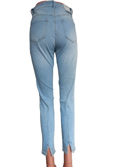 Jeansy spodnie wysoki stan rurki cyrkonie 38-48 plus size rozporek