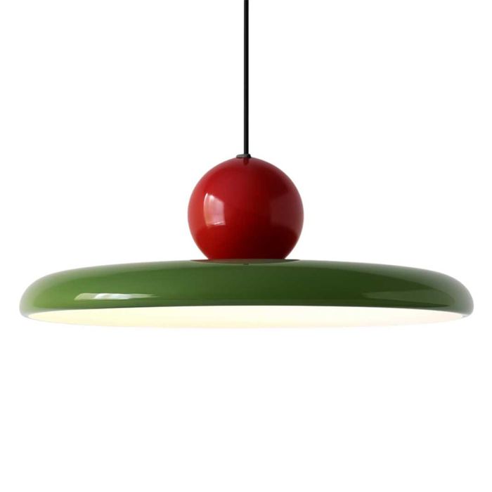 Lampa wisząca retro LED zielono-czerwona do salonu lub kuchni
