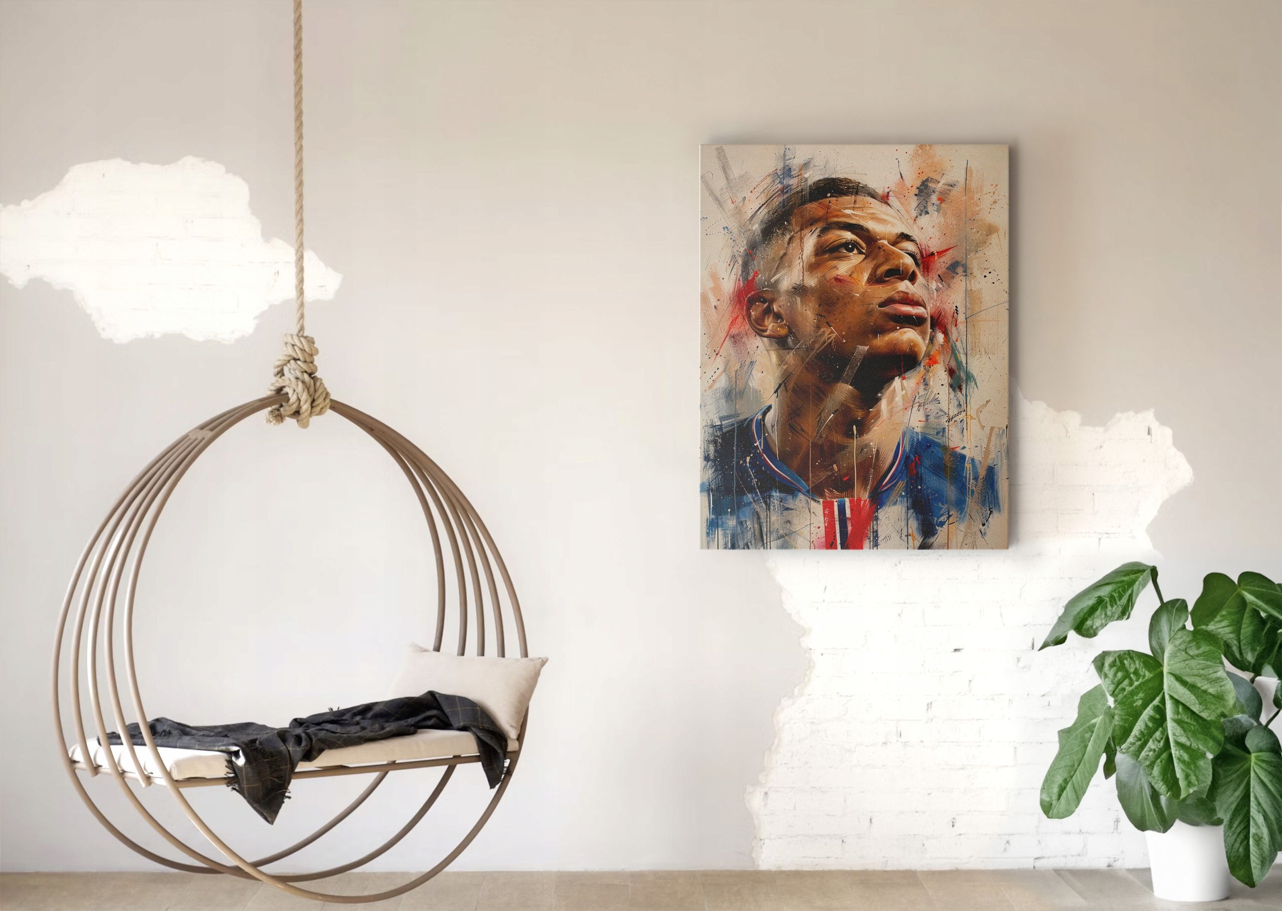 Nowoczesny Portret Kyliana Mbappé na płótnie 30x40 cm do wnętrz