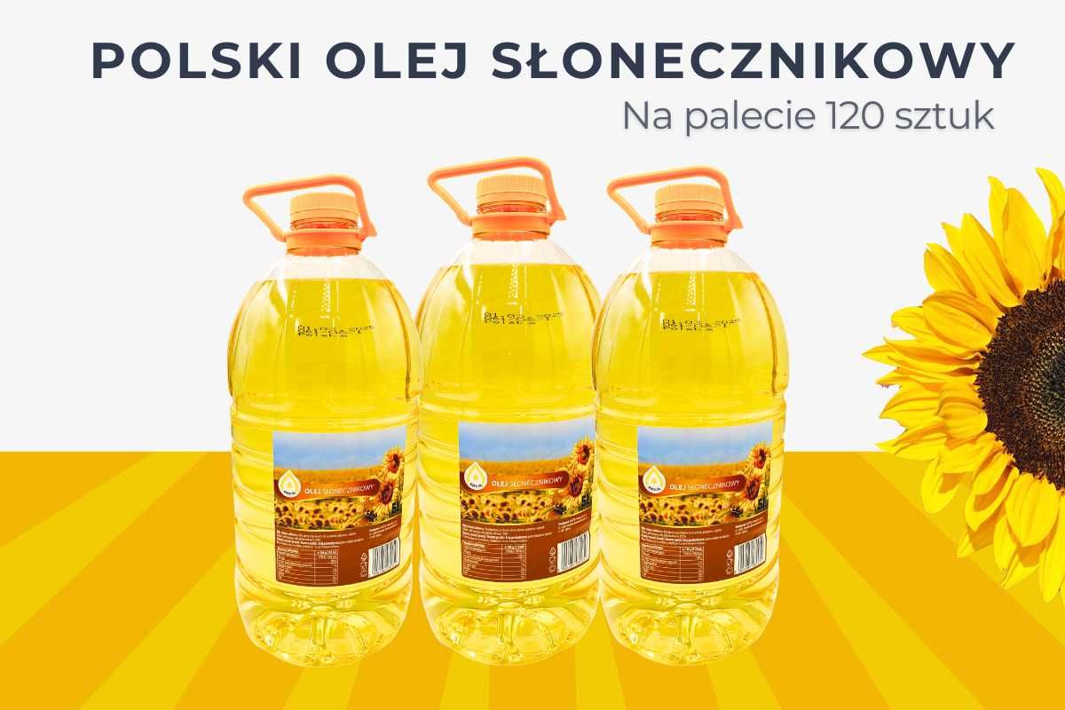 Polski Olej Słonecznikowy 5L - Hurt PALETA 120 sztuk - Dostawa Gratis
