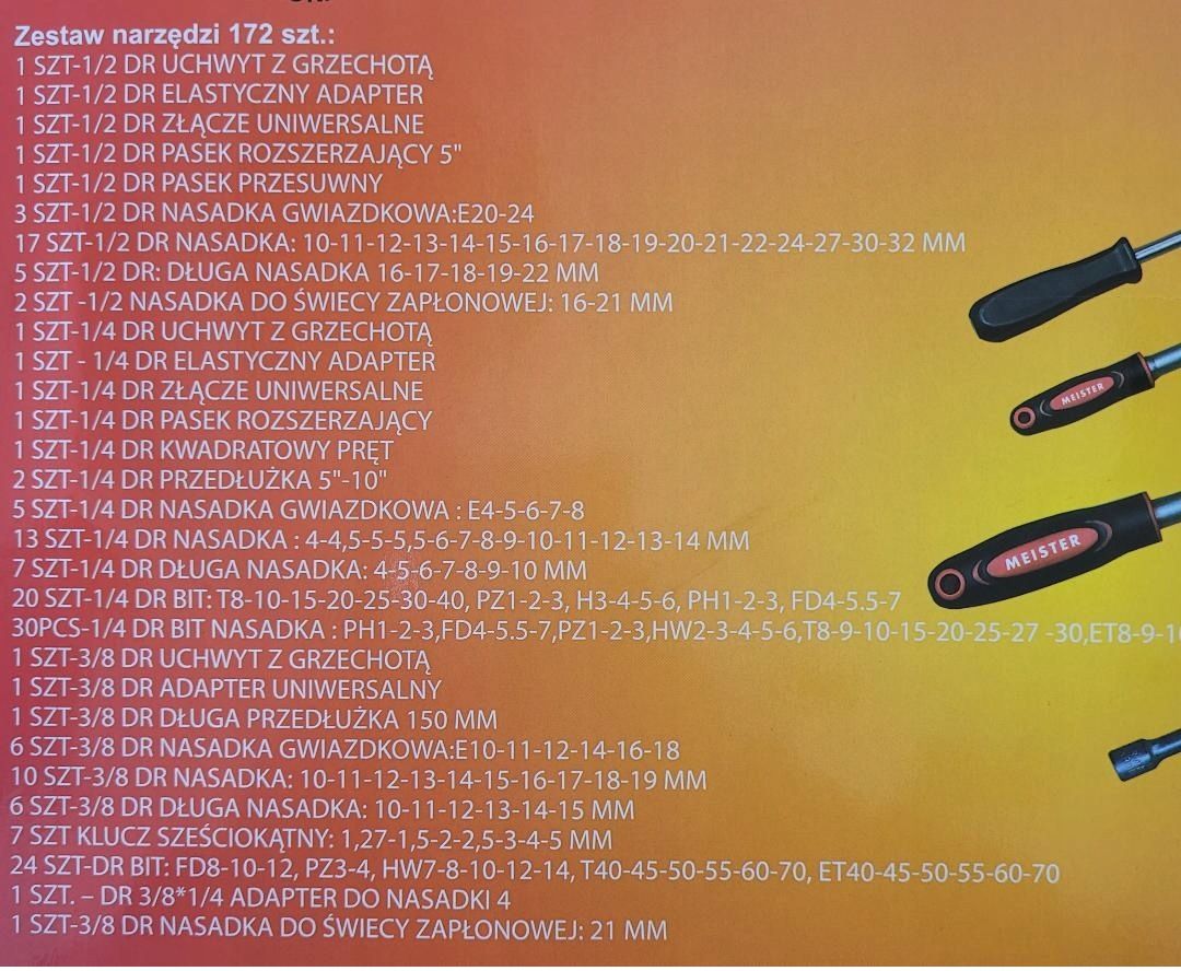 Zestaw Kluczy Nasadowych 172 Elementy Duża Walizka