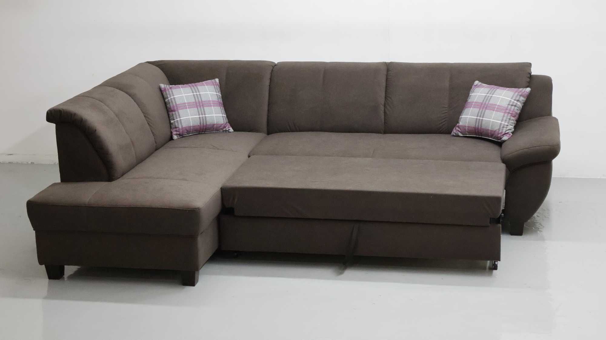 THA DESIGN NAROŻNIK funkcja spania kanapa rogówka DESIGN brązowa tkani