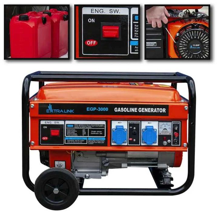 Генератор бензиновий EXTRALINK Power 3000 3.0 кВт 4-тактний однофазний
