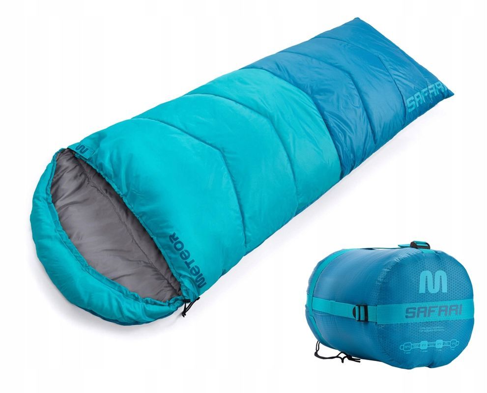Śpiwór Meteor Safari 250g Mumia Do -2°c | Zamek Lewy | Niebieski