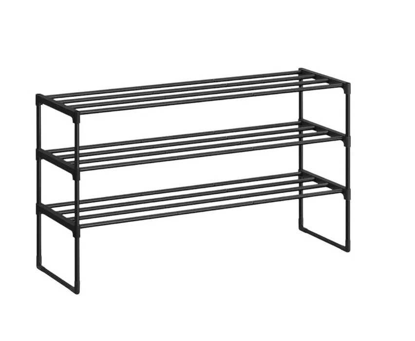 Regał Na Buty 3 Poziomy Metalowy 14 Par - Wym. 30 x 92 x 55 cm Czarny