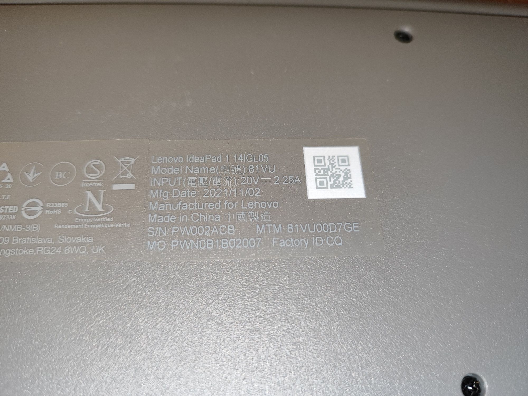 Laptop Lenovo Ideapad 1 14IGL05