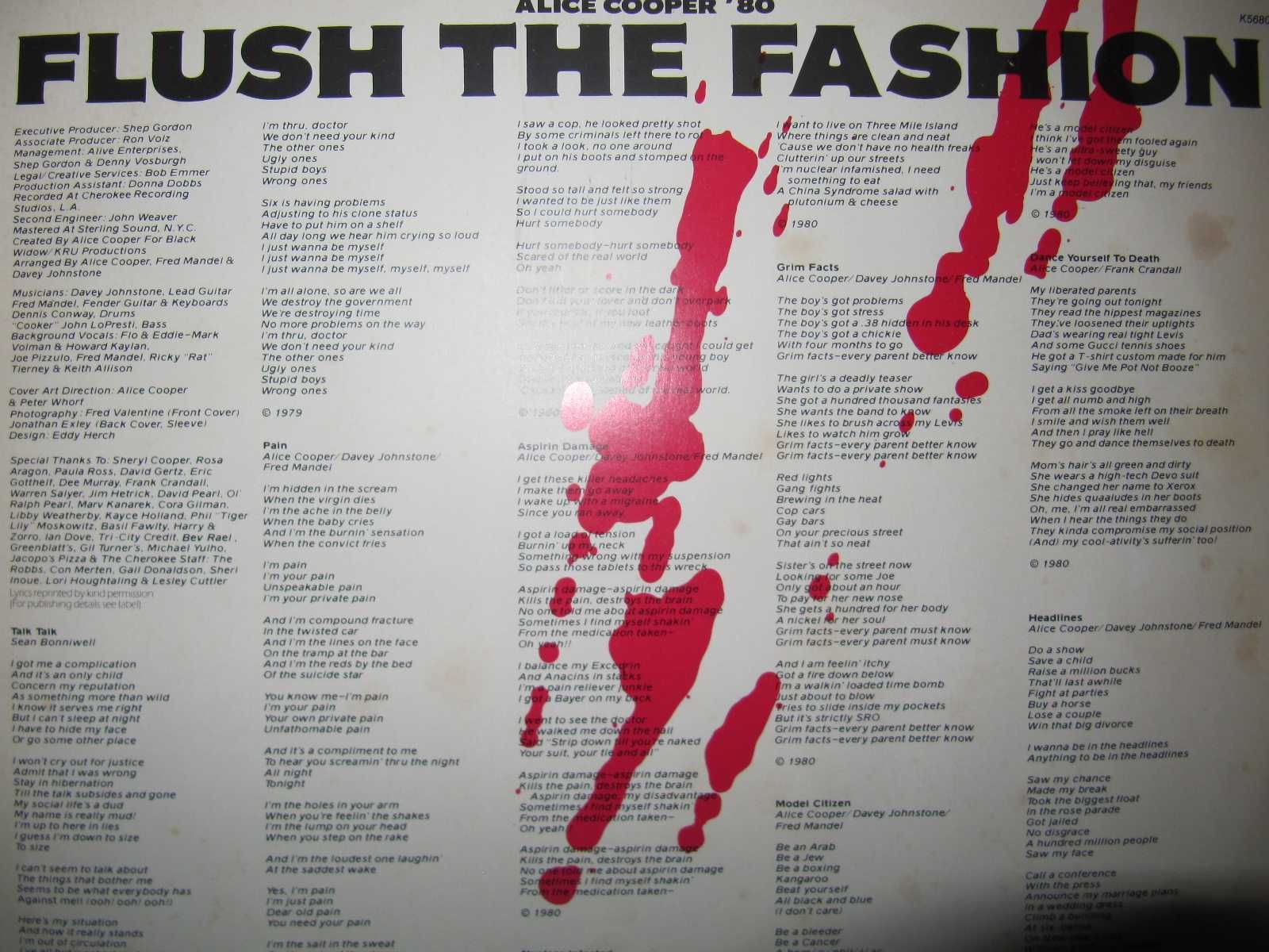 Виниловый Альбом ALICE COOPER -Flush The Fashion- 1980 made in England