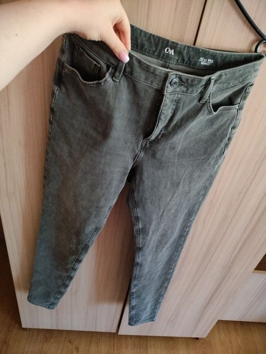Szare jeansy rurki 42/44 c&a spodnie