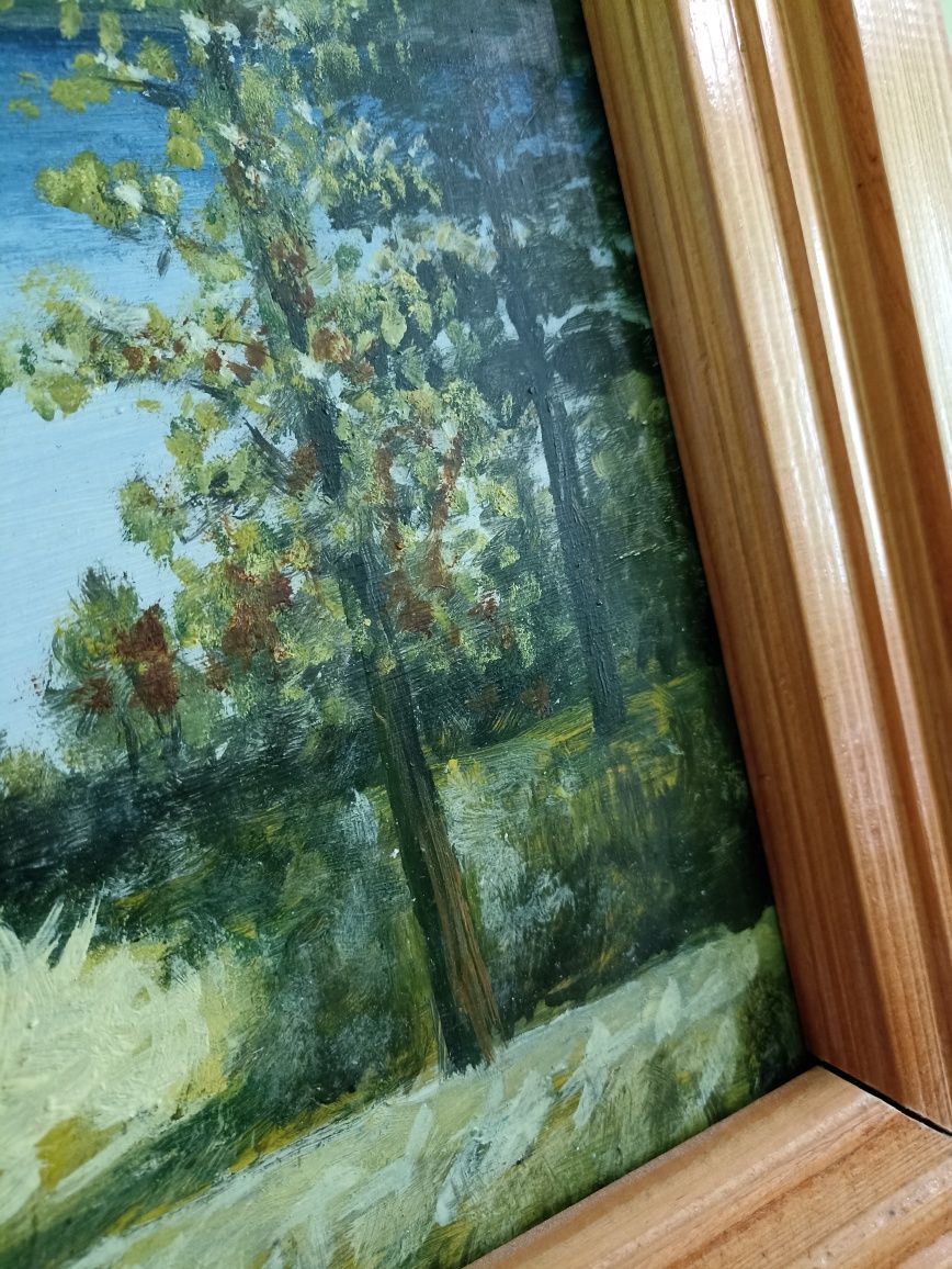 Stary obraz olejny w drewnianej ramie.