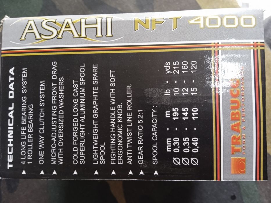 Carreto pesca trabucco asahi 4000 novo