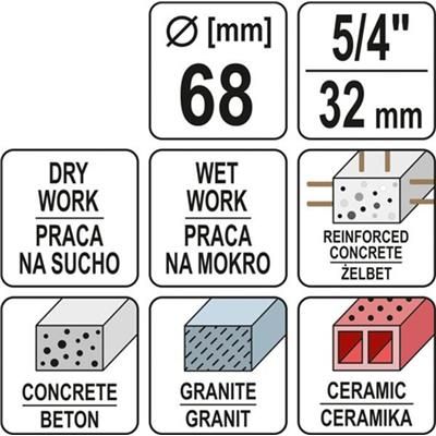 Wiertło koronowe do wiertnicy 68mm Yato