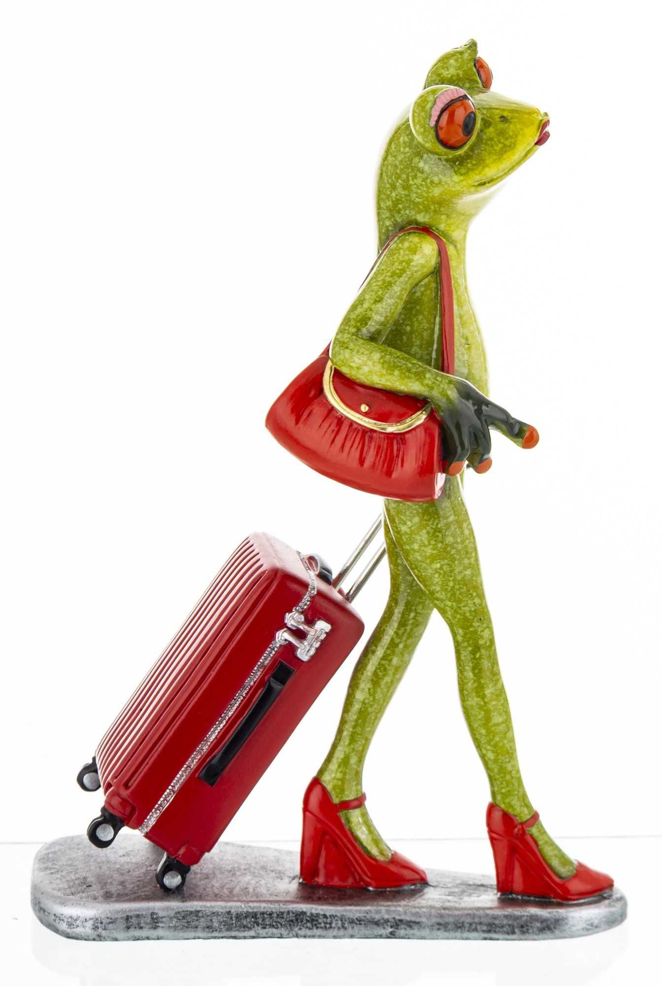 Ozdobna Figurka Żaba z walizką Turystka