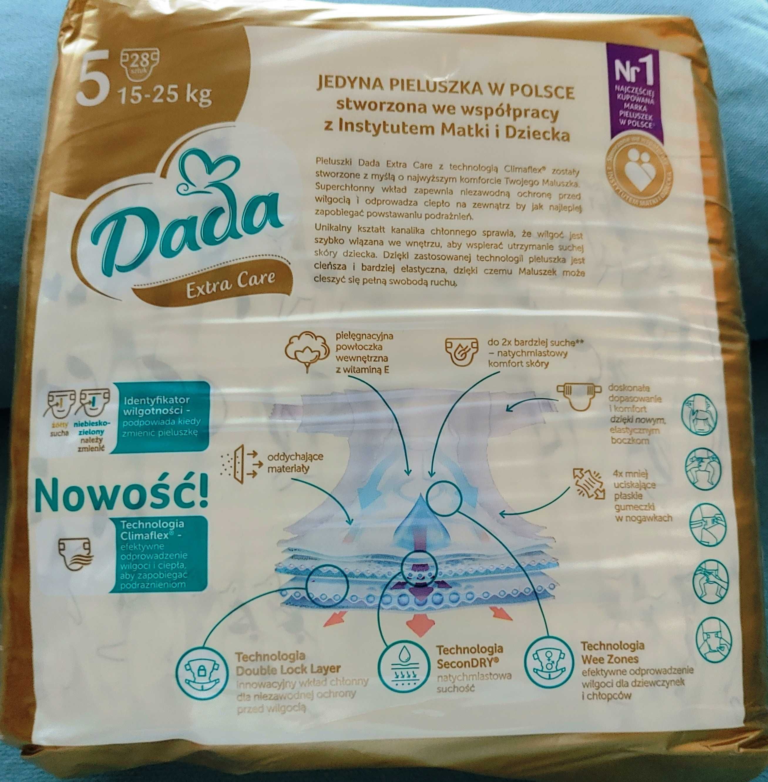 Nowe pieluszki Dada Extra Care 5 Junior 15-25 kg 28 szt.