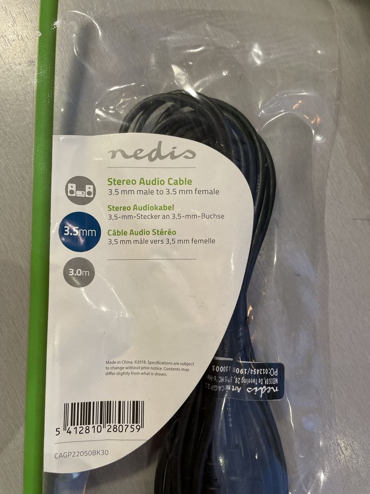 Kabel stereo audio przedłużka jack 3m długości Nedis 35-sztuk paczka