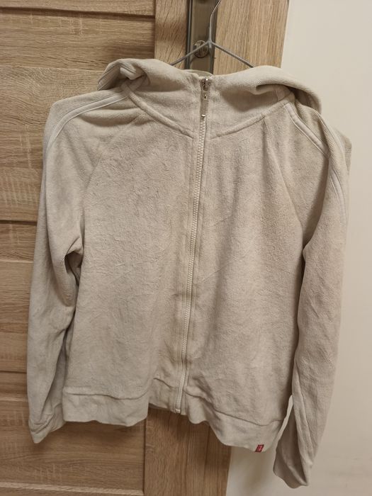 Damska beżowo szara bluza na suwak z kapturem M/L 38/40