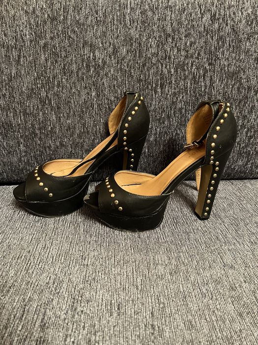 Босогожки кожзам на высоком каблуке