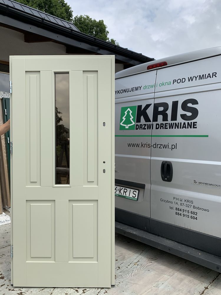 Drzwi wejściowe Kris zewnętrzne drewniane 900 Ofert  CZYSTE POWIETRZE