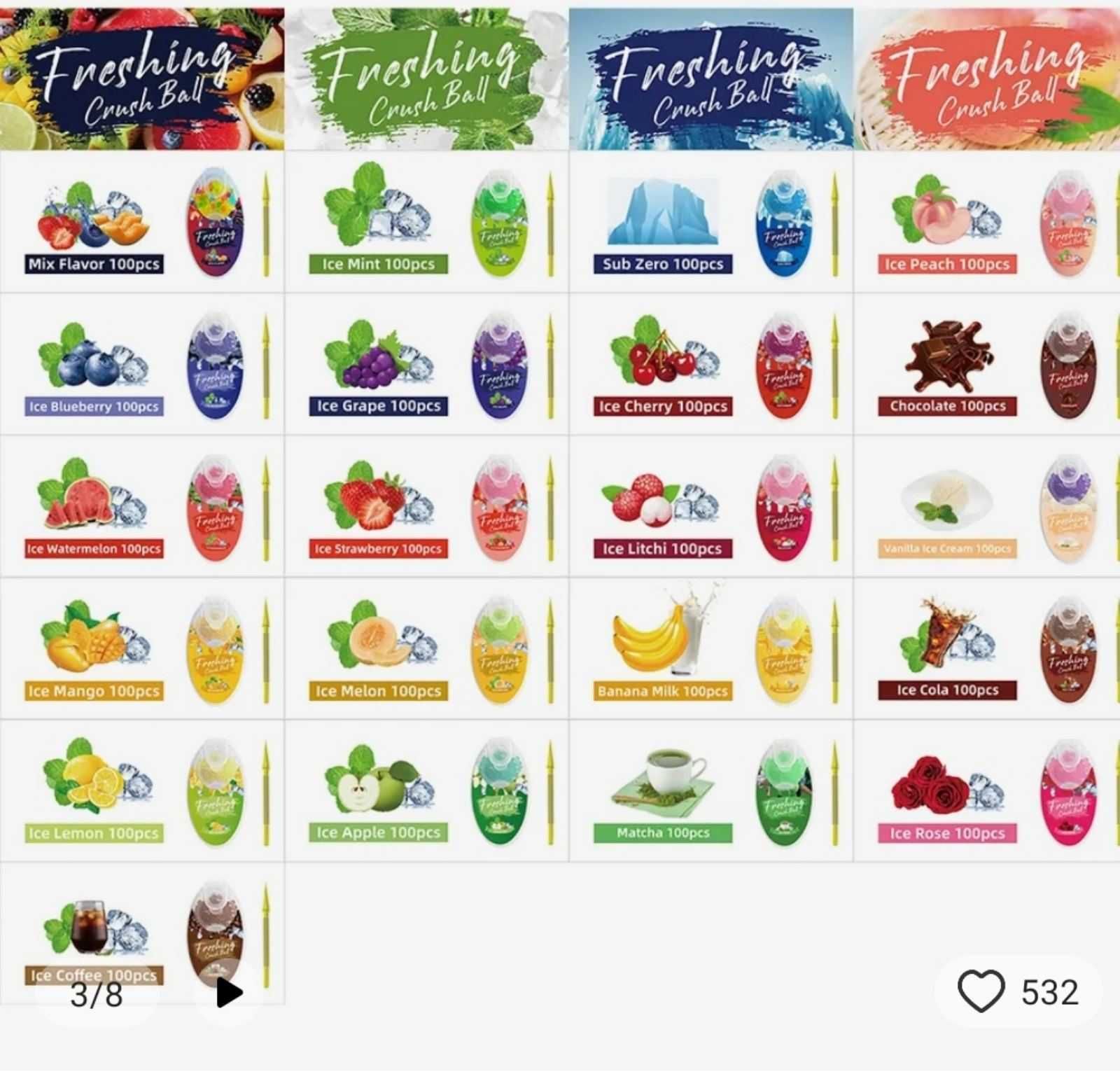 Кульки з фруктовими ароматами та метолом 100 штук