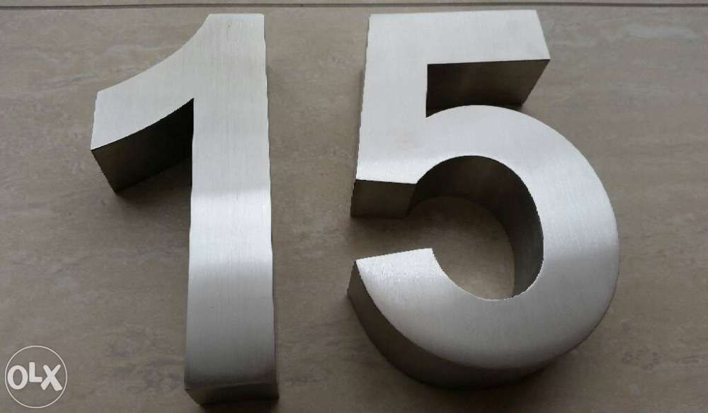 Números residenciais de Inox - Nr. 5 em 3D para Portas ou Entradas