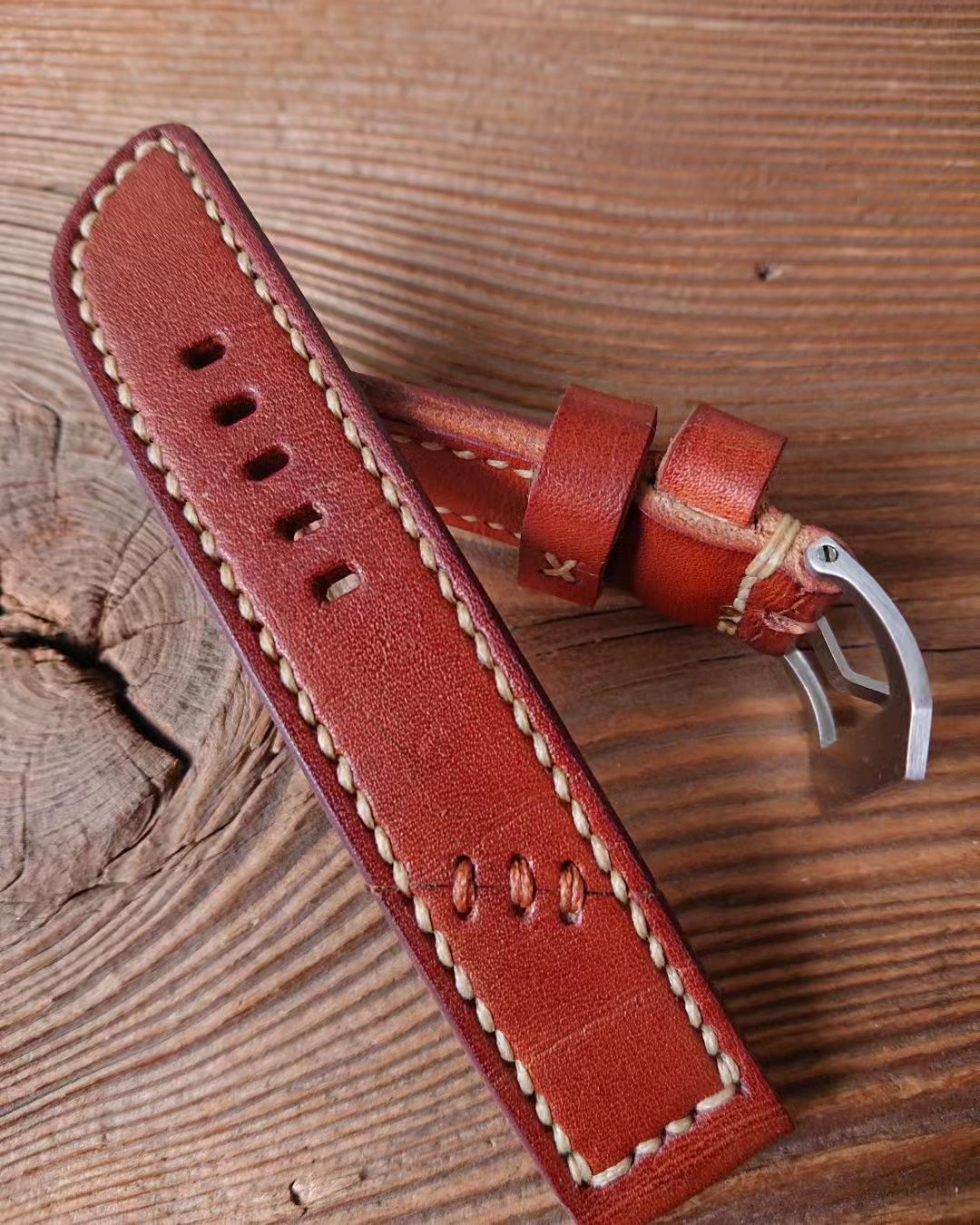 Pasek do zegarka 22 mm handmade skóra vintage ręcznie robiony