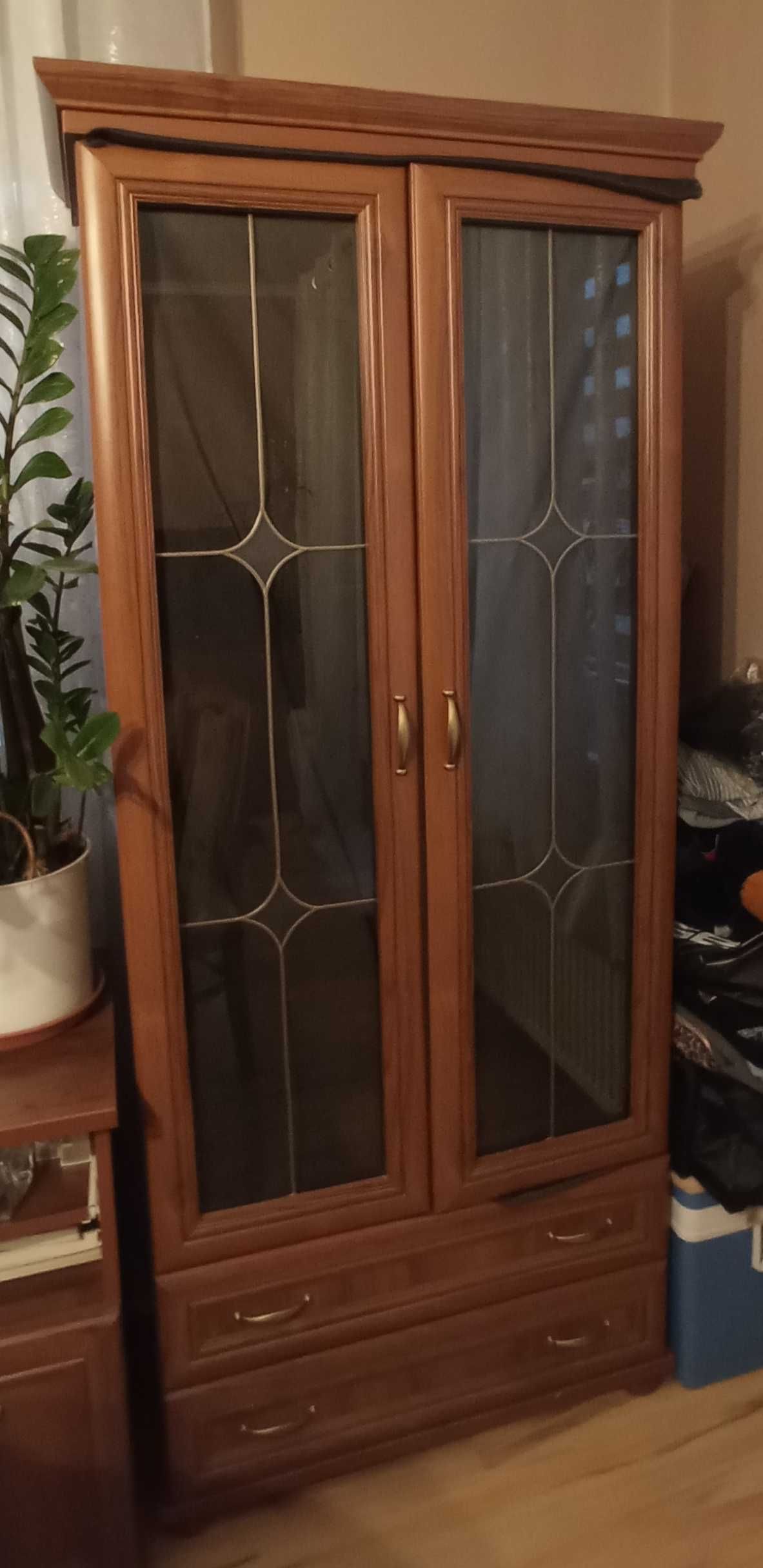 Drewniana szafa ze szklanymi drzwiami 90 x 195