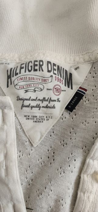 Hilfiger denim koszulka polo biała z żabotem m/l