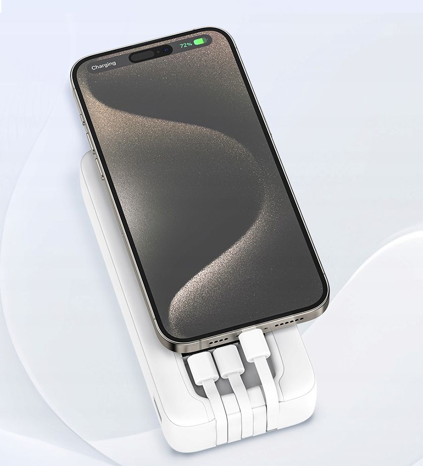 Szybki Powerbank 20000Mah 22,5W 3A Wbudowane Kable Usb-C Do Lightning