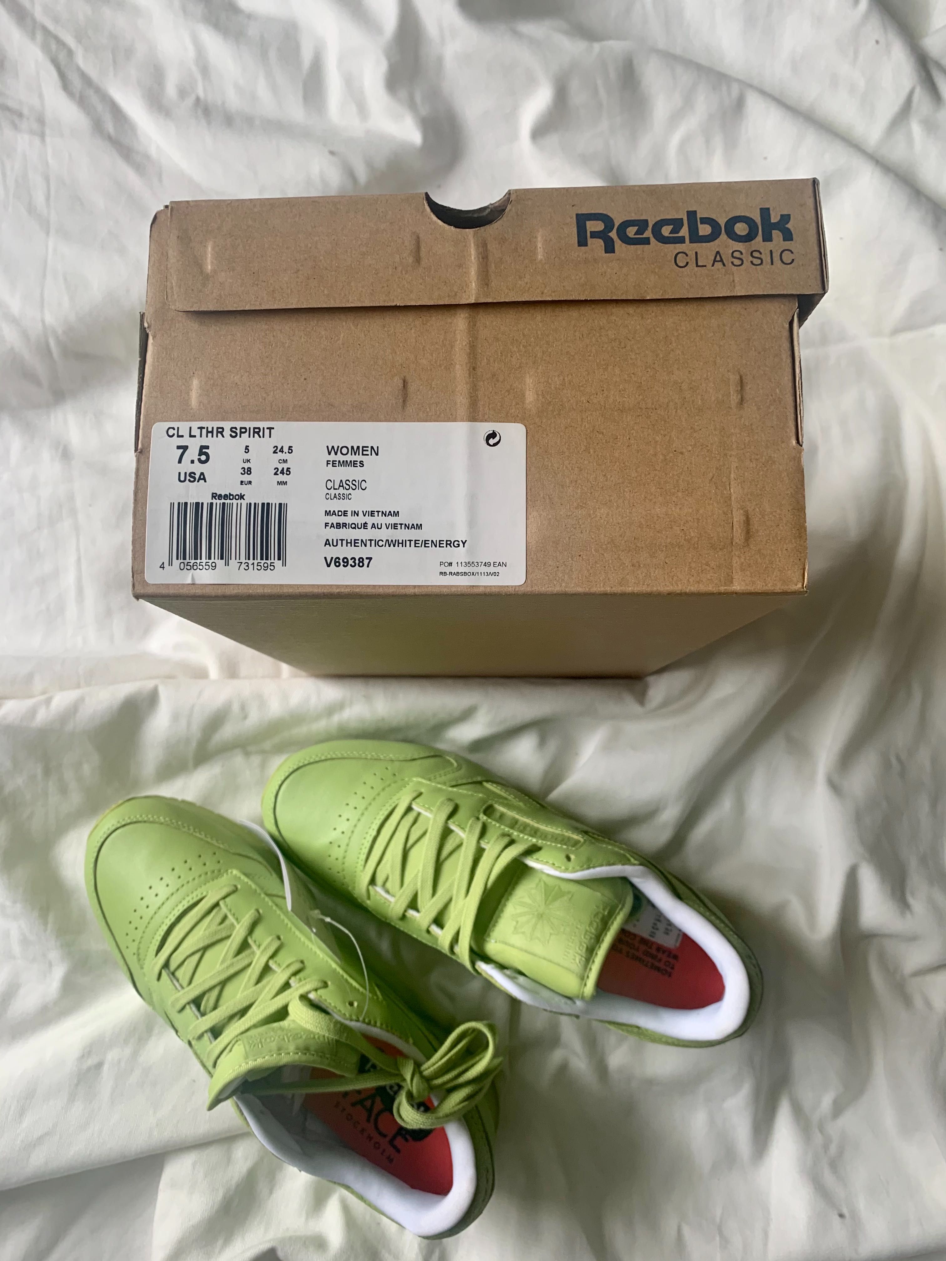 Reebok Zielone limonkowe Cl Lthr Spirit V69387 Authentic/White/Energy