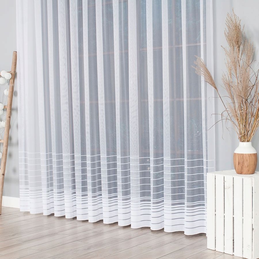 Firana gotowa biała nela wys 240x400cm żakardowa