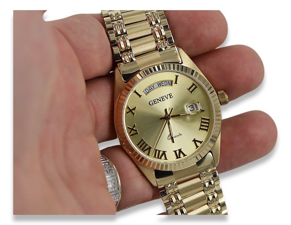 Prześliczny złoty zegarek damski 14k 585 Geneve mw013ydg&mbw006yo-f Wr