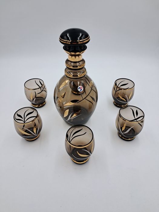 Egermann czeski komplet Novy Bor Bohemia karafka + 6 szklanek zestaw