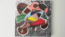 Tela abstrata original em óleo 60 cm por 60 cm, Quinta do Conde