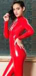 Kombinezon przebranie karnawał catsuit winyl latex czerwony z zamkami