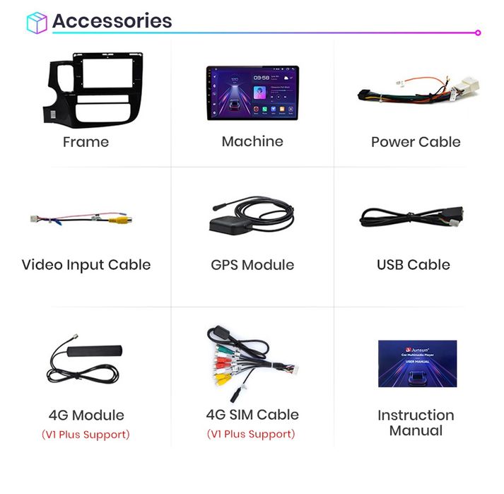 Rádio Mitsubishi Outlander 3 CARPLAY Android Auto Wi-Fi GPS Bluetooth