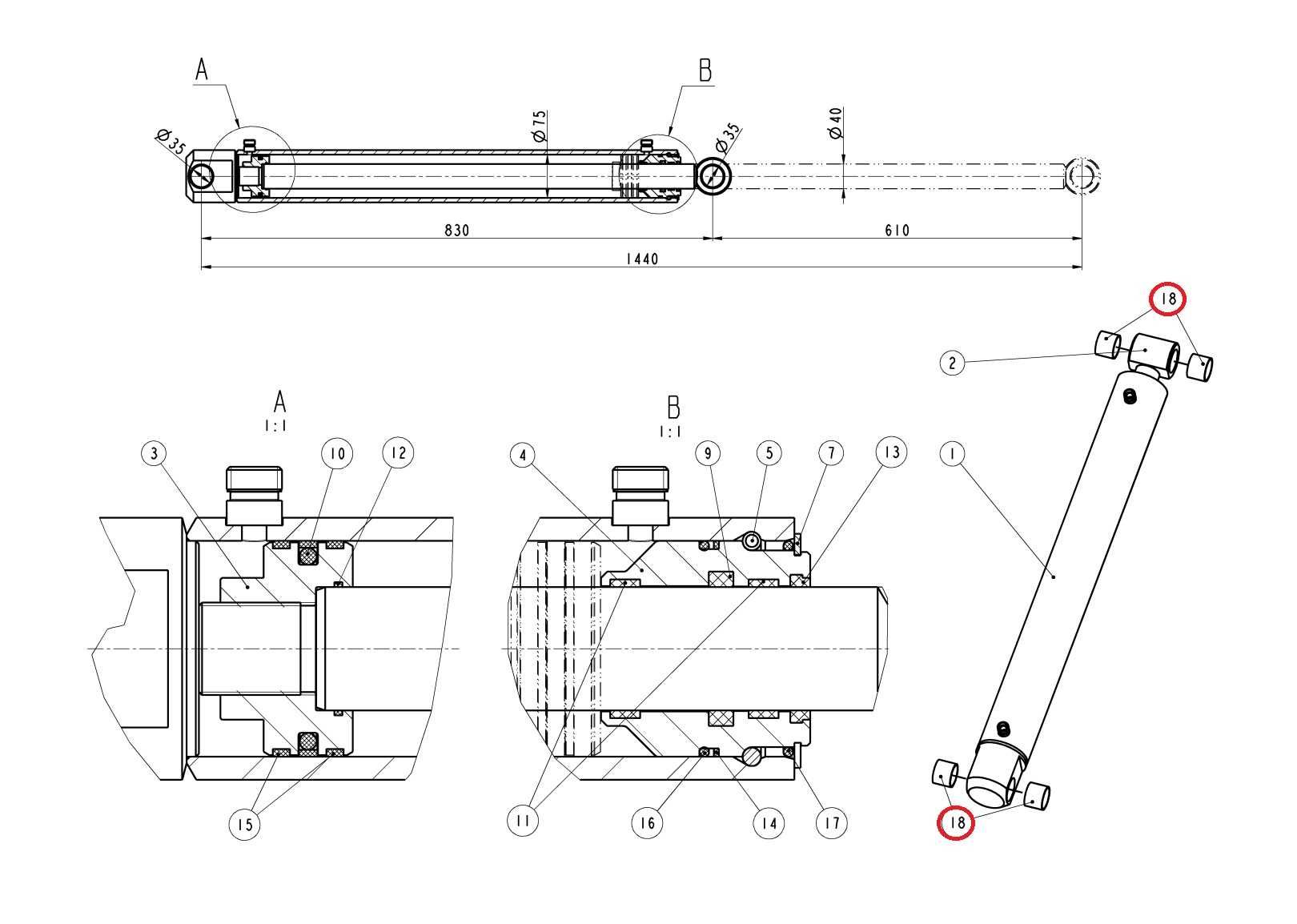 Komplet tulejek ładowacz ZETOR TracLift PROFILINE TL 140/240/340SL