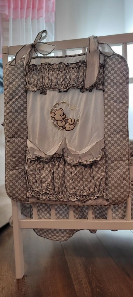 Nowe Łóżeczko drewniane z baldahimem Bello 60 x 120 cm, JAK NOWE! +